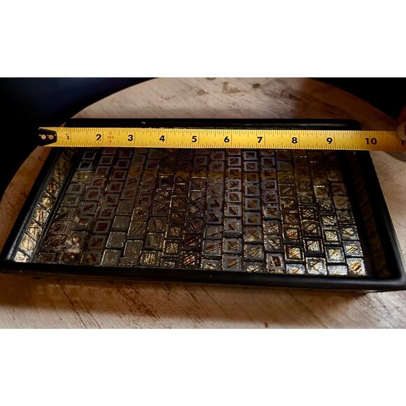 Moroccan Vintage Mosaic Tray , Gold and Black Mosaic, Vanity, Desk, Tray - Picture 5 of 10